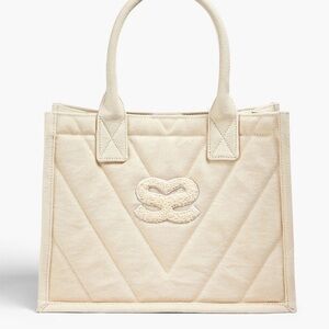 NWT $320 SANDRO Kabash quilted tote bag ecru / white